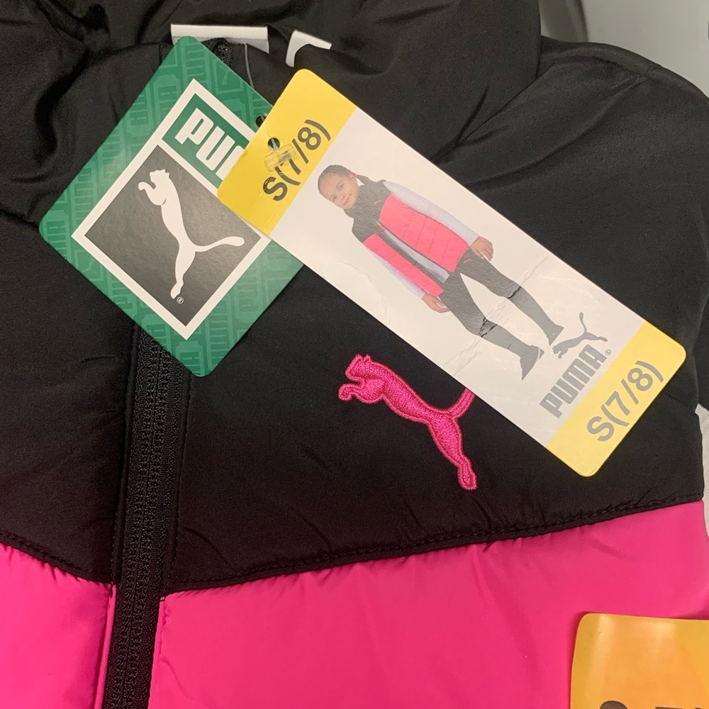 PUMA Girl's 2 Piece Set Quilted Vest Long Sleeve T-Shirt S (7/8) NEW - Picture 4 of 8